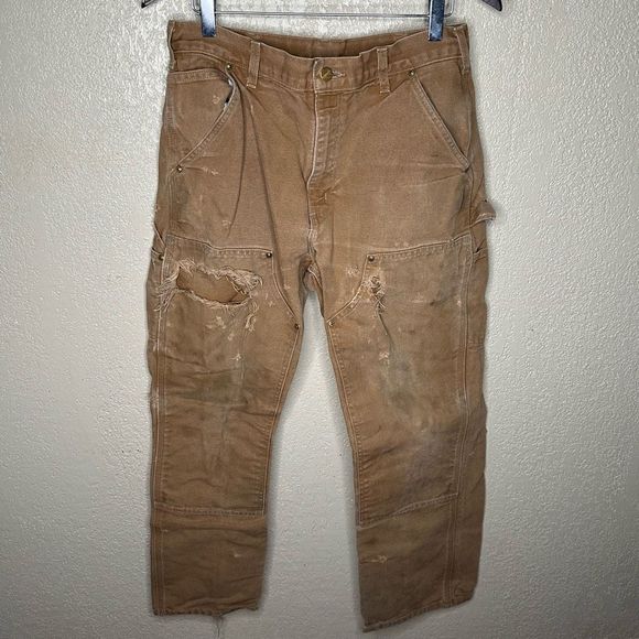 Carhartt Double Knee Duck Pants Size 32x30 Made in USA Loose Original Fit - Picture 2 of 9
